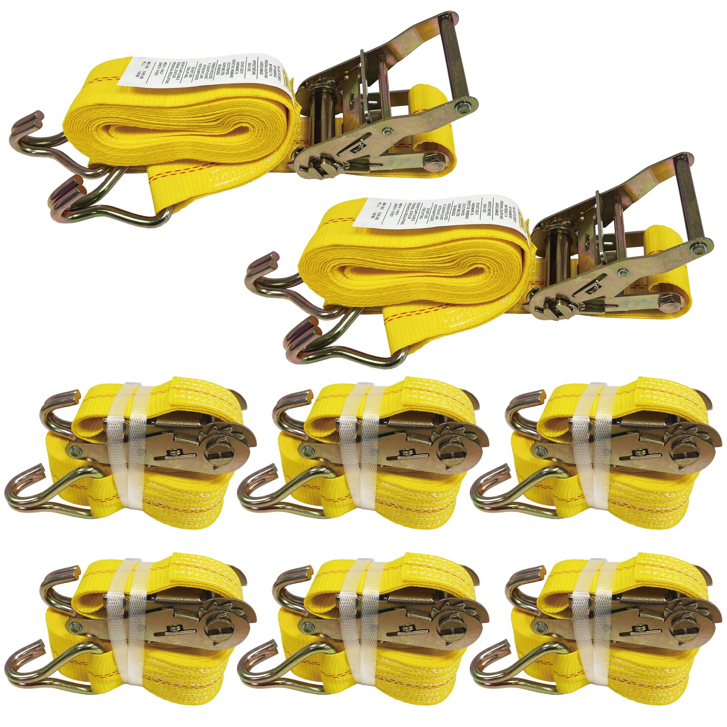 2" x 15' Ratchet Straps with J Hooks