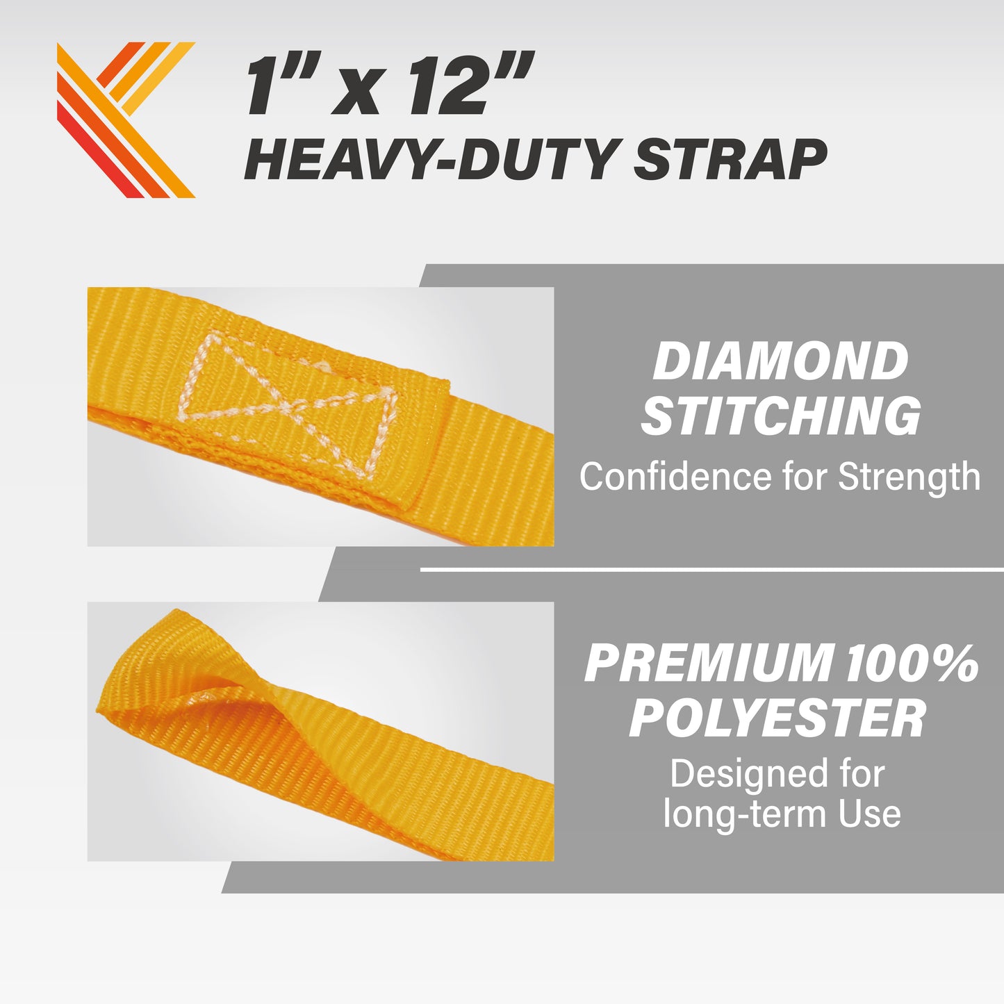 1" x 12" Soft Loop Tie Down Straps- 6 Pack