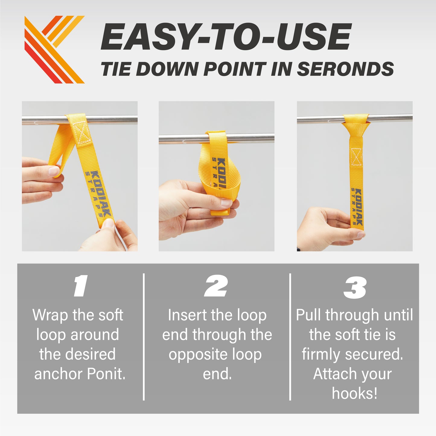 1" x 12" Soft Loop Tie Down Straps- 6 Pack