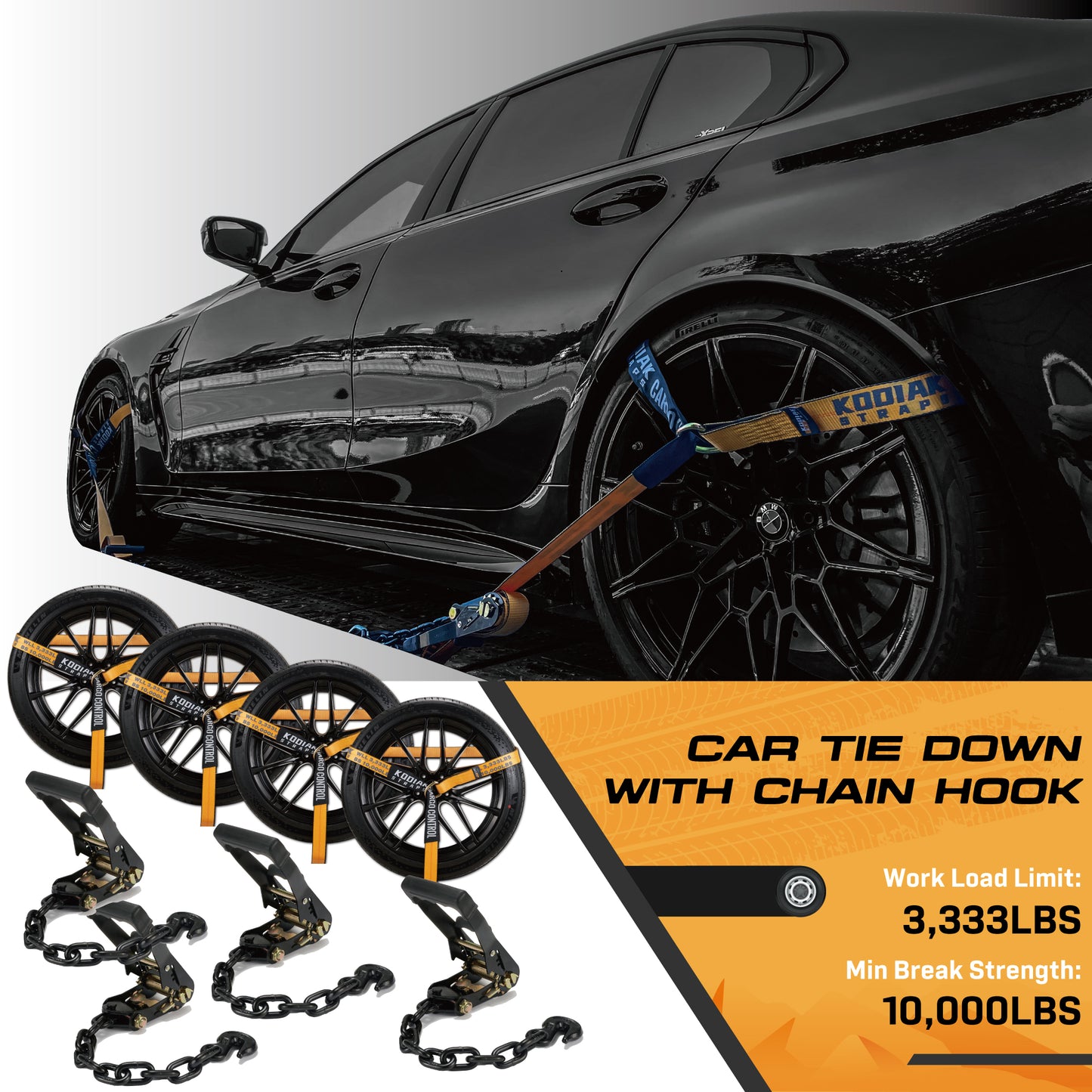 Vehicle Axle Tie Down Kit - Chain Hook