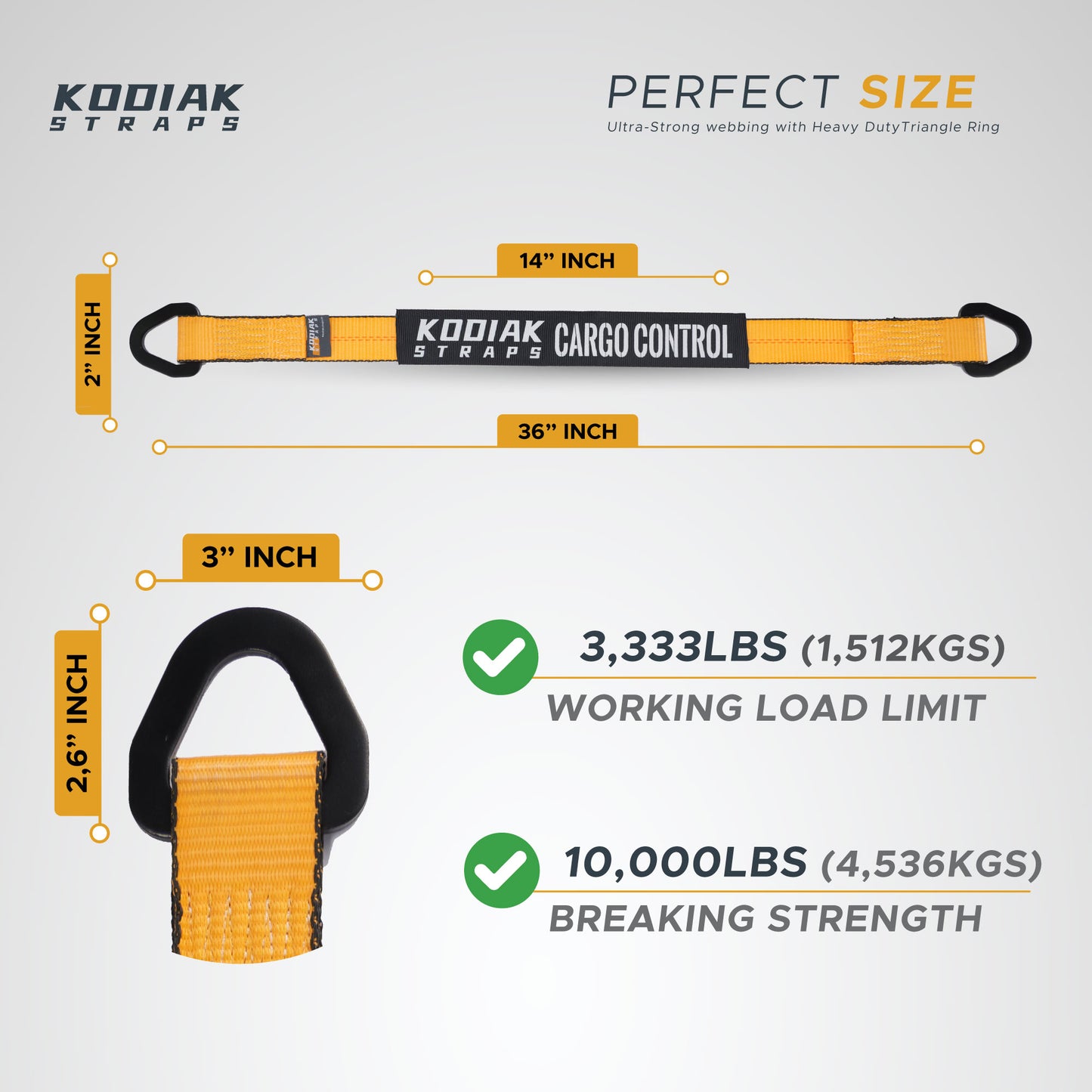 2" x 36" Axle Tie Down Straps - 6 Pack