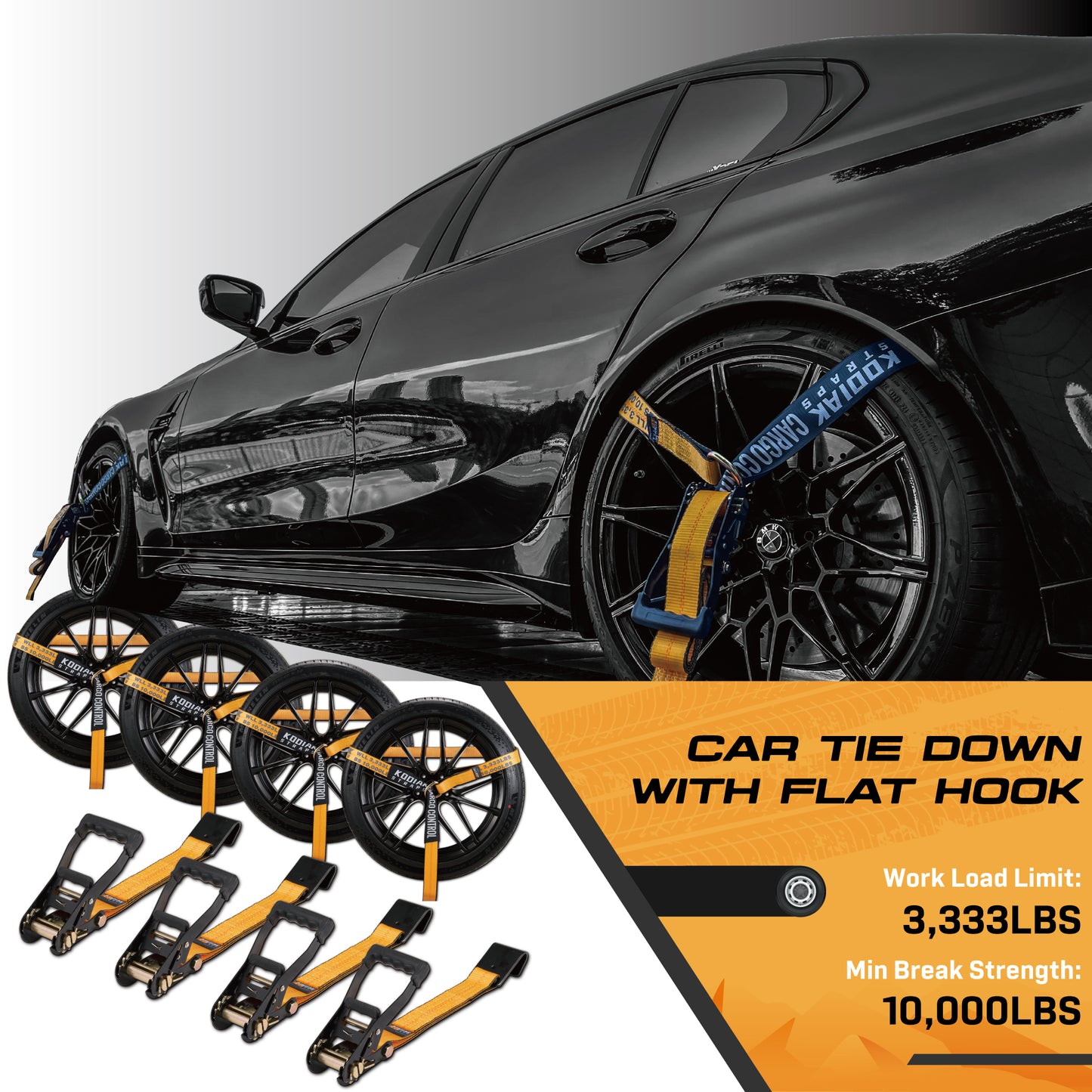 Vehicle Axle Tie Down Kit - Flat Hook