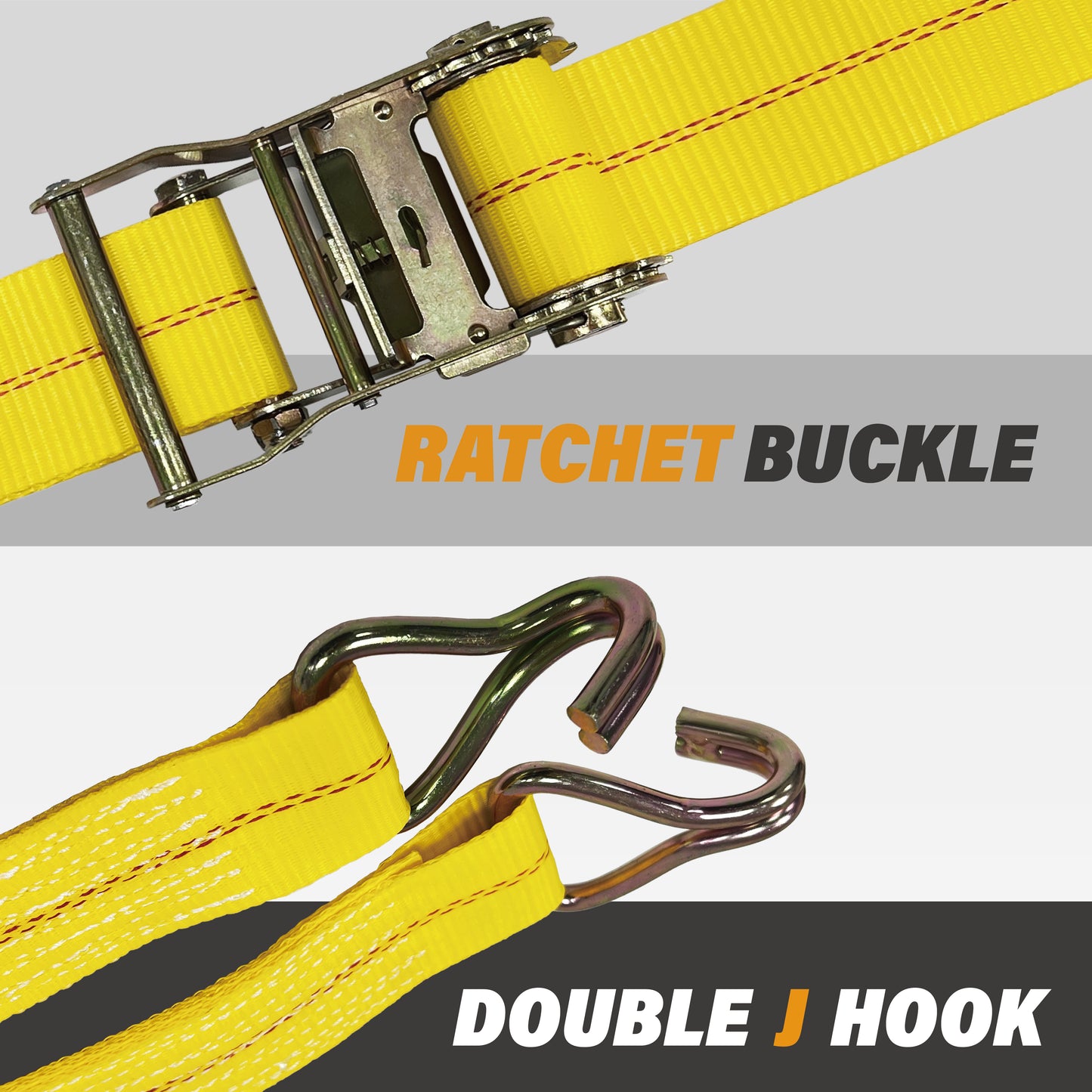 2" x 15' Ratchet Straps with J Hooks