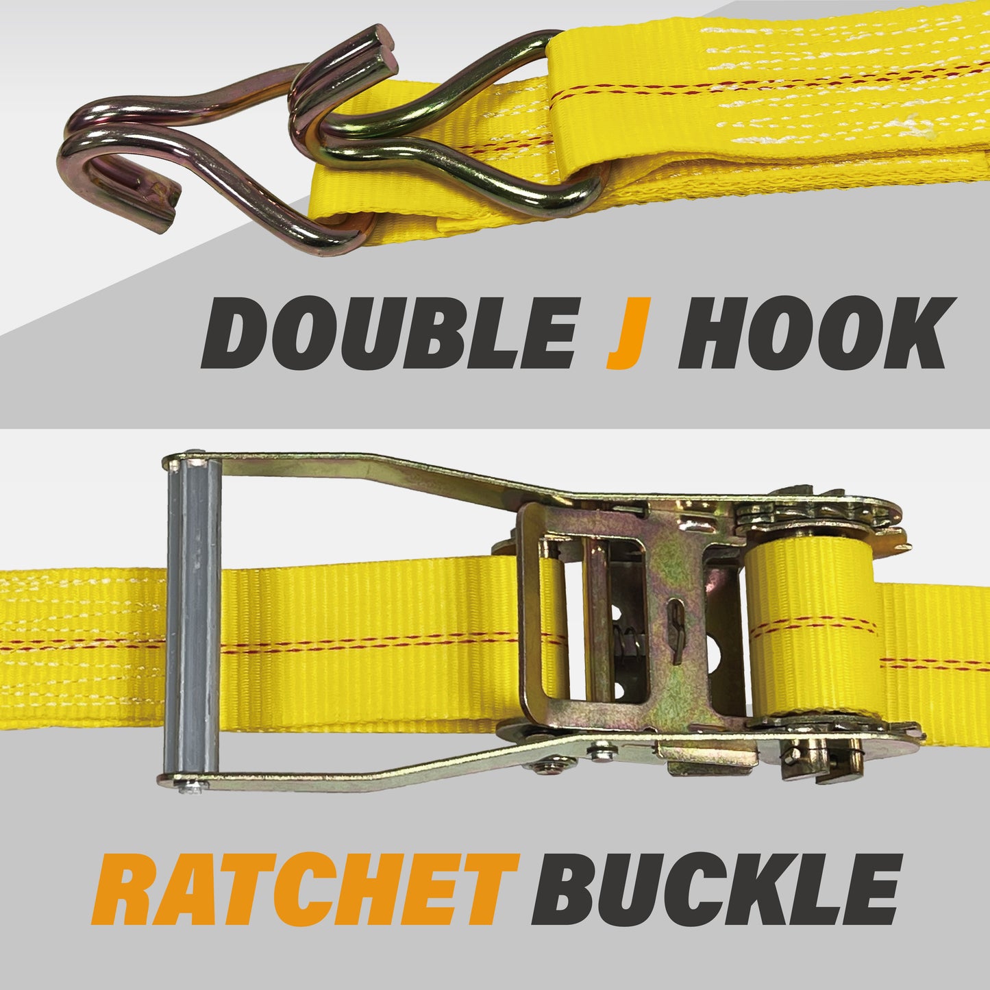 2" x 15' Ratchet Straps with J Hooks