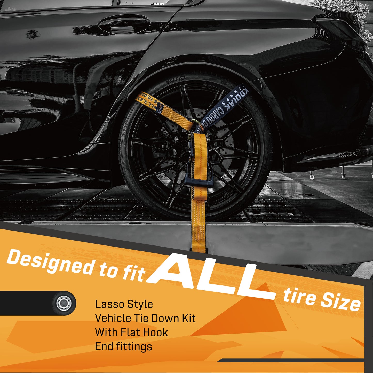 Vehicle Axle Tie Down Kit - Flat Hook