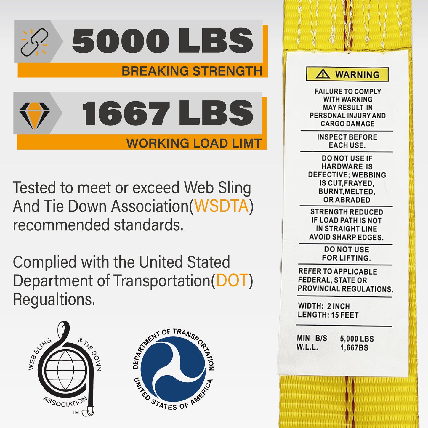 2" x 15' Ratchet Straps with J Hooks