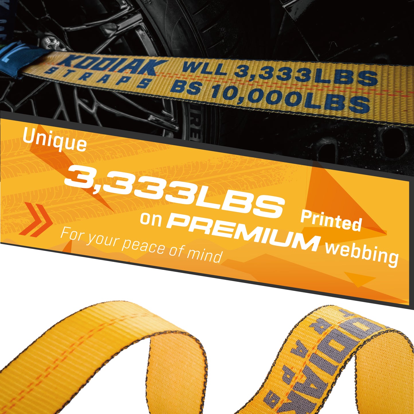 Vehicle Axle Tie Down Kit - Build-in Axle Strap with Snap Hook
