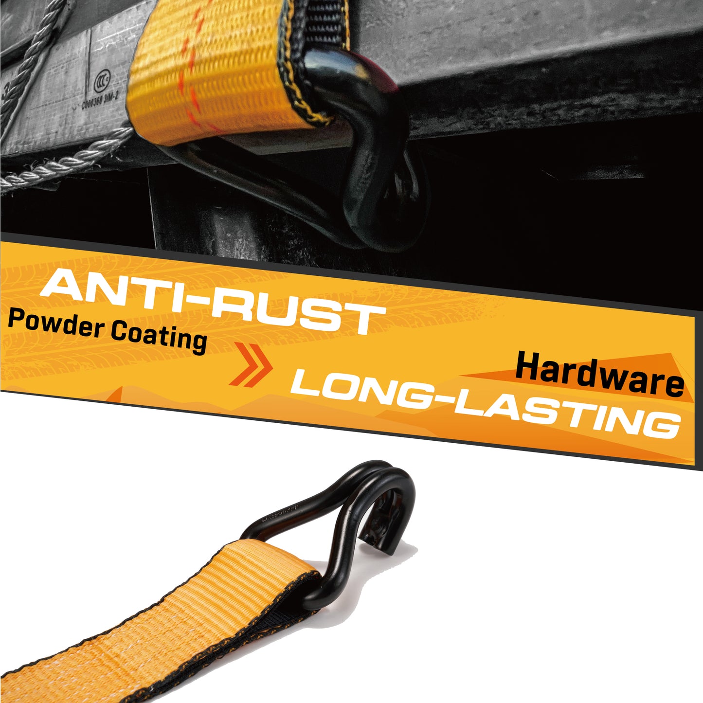 2" x 27' Heavy Duty Ratchet Straps- J Hook - 4 Pack