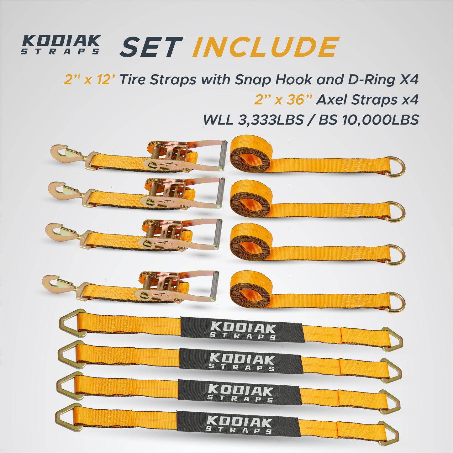 Vehicle Axle Tie Down Kit - Snap Hook