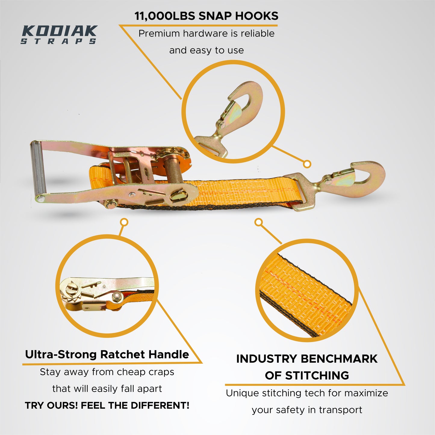 Vehicle Axle Tie Down Kit - Snap Hook