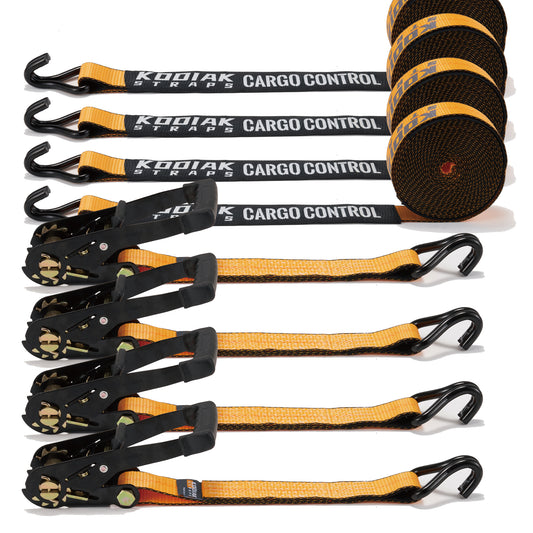 2" x 27' Heavy Duty Ratchet Straps- J Hook - 4 Pack