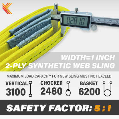 2-Ply 1 Inch Heavy Duty Webbing Slings