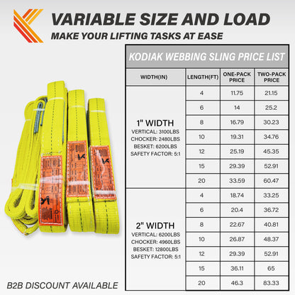 2-Ply 1 Inch Heavy Duty Webbing Slings