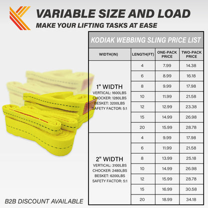 1-Ply 1 Inch Heavy Duty Webbing Slings